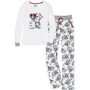 bonprix Pyjama mit Flanellapplikationweiß 40Damen