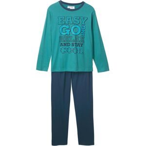 bonprix Pyjama aus reiner Baumwollepetrol 140Knaben