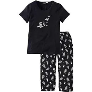bonprix Capri Pyjama mit kurzen Ärmelnschwarz 48Damen
