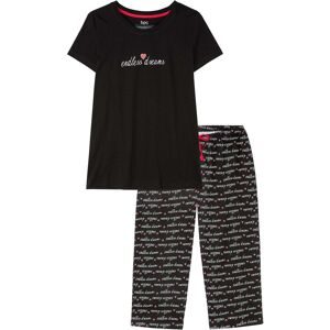 bonprix Capri Pyjama aus reiner Baumwolleschwarz 36Damen