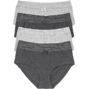 bonprix Maxipanty mit weicher Bio-Baumwolle und Spitze (4er Pack)grau 48Damen