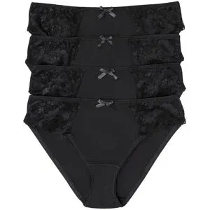bonprix Slip mit weicher Baumwolle und Spitze (4er Pack)schwarz 40Damen
