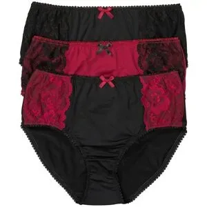 bonprix Maxislip aus Microfaser und mit Spitze (3er Pack)schwarz 56Damen