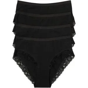 bonprix Maxislip mit Bio-Baumwolle und Spitze (4er Pack)schwarz 40Damen