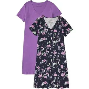 bonprix Kurzes Nachthemd aus reiner Baumwolle (2er Pack)lila 56Damen