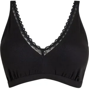 bonprix Geripptes Bralette mit Bio-Baumwolle und Spitzeschwarz 42Damen