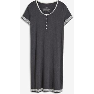 bonprix Nachthemd mit Knopfleiste und zarter Spitzegrau 56Damen