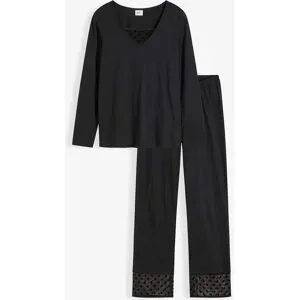 bonprix Pyjama mit zartem Meshschwarz 48Damen