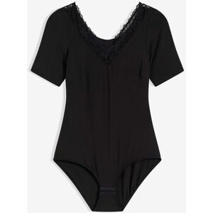 bonprix Halbarm-Body aus Modal mit Spitzeschwarz 44Damen