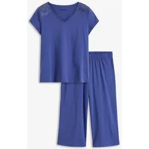 bonprix Capri Pyjama mit weiter Culotteblau 48Damen