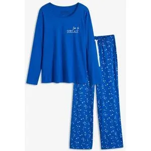 bonprix Pyjama aus reiner Baumwolleblau 56Damen
