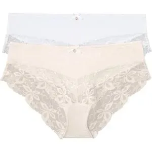 bonprix Panty mit feiner Spitze (2er Pack)weiß 40Damen