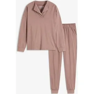 bonprix Weit geschnittener Loungewear Hausanzug aus weicher Baumwollebraun 44Damen