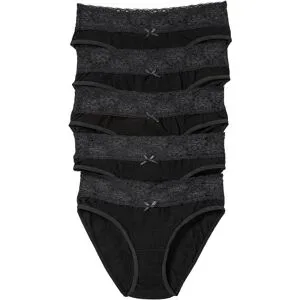 bonprix Slip mit weicher Baumwolle und Spitze (5er Pack)schwarz 56Damen