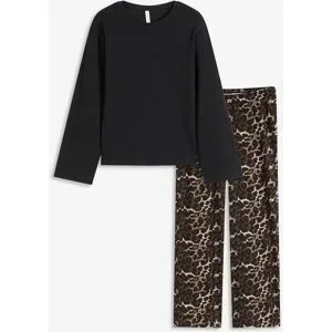 bonprix Pyjama mit Rippshirt und weiter Hoseschwarz 36Damen
