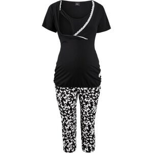 bonprix Capri Still Pyjama mit Bio-Baumwolleschwarz 36Damen