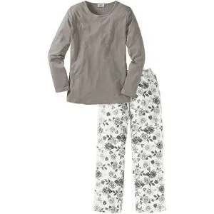 bonprix Pyjama aus reiner Bio-Baumwollegrau 32Damen