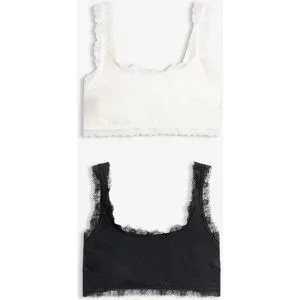 bonprix Bustier mit Bio-Baumwolle ?und Spitze (2er Pack)schwarz 40Damen