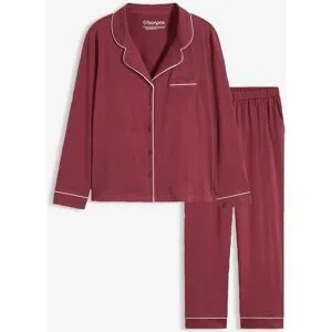 bonprix Pyjama aus weicher Baumwolle mit Knopfleisterot 44Damen