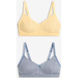 bonprix Gepolstertes Bralette ohne Bügel  mit Ajour aus Bio-Baumwolle (2er Pack)gelb 36Damen