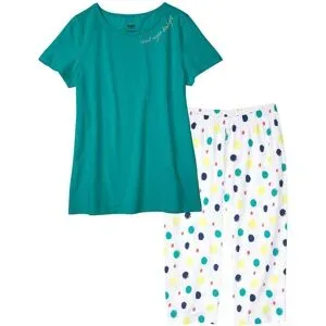 bonprix Capri Pyjama aus reiner Baumwollegrün 56Damen