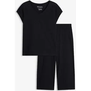 bonprix Capri Pyjama mit weiter Culotteschwarz 40Damen