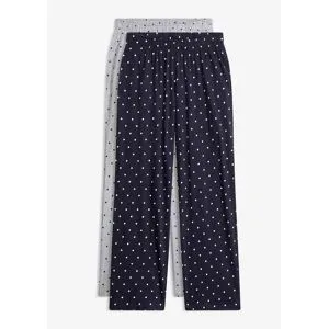 bonprix Lange Pyjamahose aus reiner Baumwolle (2er Pack)blau 52Damen
