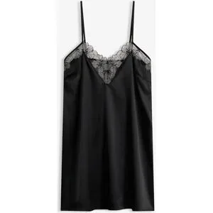 bonprix Satin Negligé mit edler Stickereischwarz 48Damen