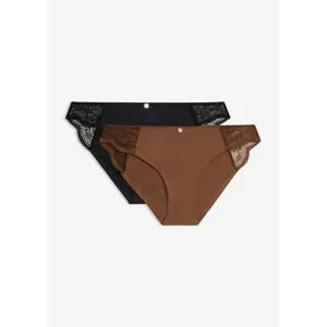 bonprix Minislip mit zarter Spitze (2er Pack)schwarz 44Damen