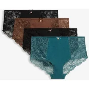 bonprix Damen Panty mit Bio-Baumwolle und Spitze (4er Pack)schwarz 48Damen