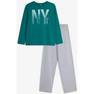 bonprix Pyjama mit Baumwollegrau 164Knaben