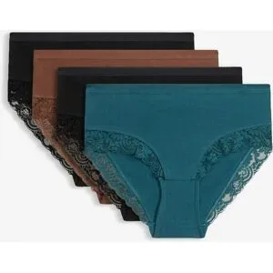 bonprix Maxislip mit Bio-Baumwolle und Spitze (4er Pack)petrol 44Damen