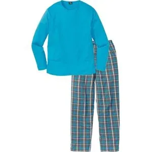 bonprix Pyjama aus reiner Baumwolle und mit langen Ärmelnblau 56Herren