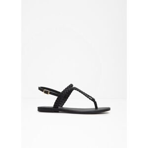 bonprix Zehenstegsandalen in Flecht-Optikschwarz 39Damen