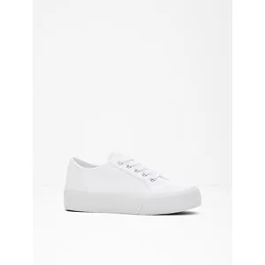 bonprix Plateau-Sneaker aus Baumwoll-Canvasweiß 38Damen