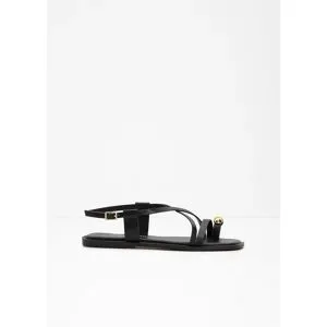 bonprix Zehenstegsandalen mit Metallic-Detailschwarz 41Damen