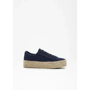 bonprix Plateau-Sneaker aus Baumwoll-Canvasblau 39Damen