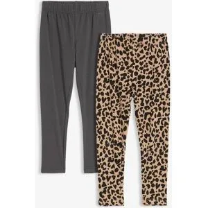 bonprix Leggings aus elastischem Bio-Baumwoll-Mix (2er Pack)grau 104Mädchen
