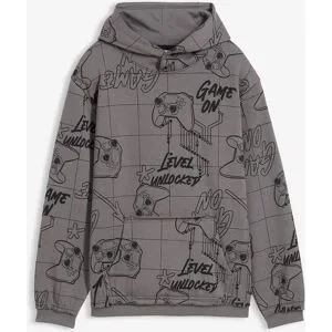 bonprix Hoodie aus weichem Baumwoll-Mixgrau 140Knaben