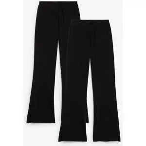 bonprix Ausgestellte Jersey-Hose aus elastischem Bio-Baumwoll-Mix (2er Pack)schwarz 164Mädchen