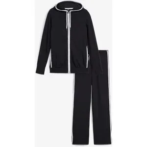 bonprix Stretch-Jogginganzug aus Baumwoll-Mix (2-tlg. Set)schwarz 44Damen