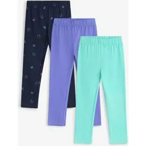 bonprix Leggings aus elastischem Bio-Baumwoll-Mix (3er Pack)blau 104Mädchen