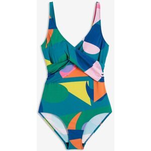 bonprix Badeanzug bequeme Passform, Wickel-Optik, sportlicher Stil, aufwändiger Druck