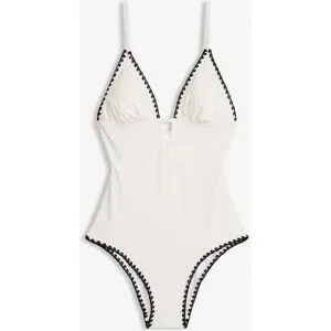 bonprix Badeanzug mit Stickereiweiß 36Damen
