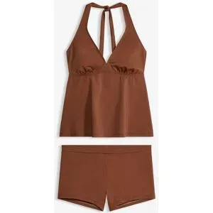 bonprix Neckholder-Tankini mit Panty-Bikinihose (2-tlg.Set)braun 48Damen