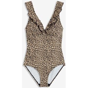 bonprix Badeanzug mit Volantsbeige 36Damen