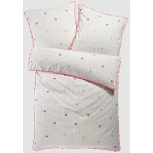 bonprix Linon-Bettwäsche mit Pomponsweiß 2 (1x 80/80 cm, 1x 155/220 cm)false