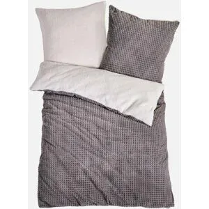 bonprix Wendbare Cashmere Touch Bettwäsche mit Hochtief-Effektgrau 2 (1x 80/80 cm, 1x 155/220 cm)false