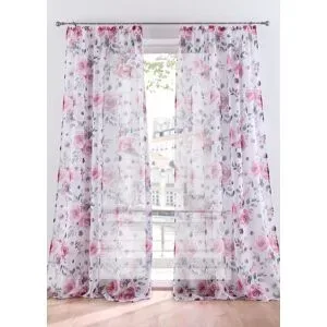 bonprix Gardine mit Blumenmuster mit recyceltem Polyester (1er Pack)weiß 2 (H/B: 175/144 cm)false