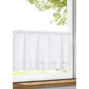 bonprix Halbtransparente Scheibengardine mit gemusterter Kanteweiß 3 (H/B: 45/90 cm)false